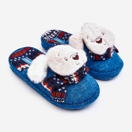 Children's slippers on a thick sole with a teddy bear, blue, Dasca 1 Children's slippers on a thick sole with a teddy bear, blue, Dasca 1