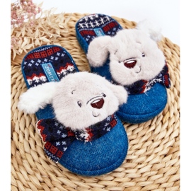 Children's slippers on a thick sole with a teddy bear, blue, Dasca 2 Children's slippers on a thick sole with a teddy bear, blue, Dasca 2