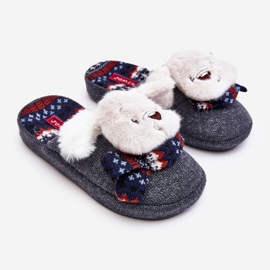 Children's thick-soled slippers with a teddy bear, Gray Dasca grey 1