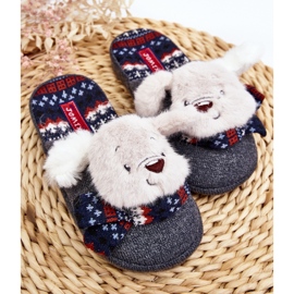 Children's thick-soled slippers with a teddy bear, Gray Dasca grey 2