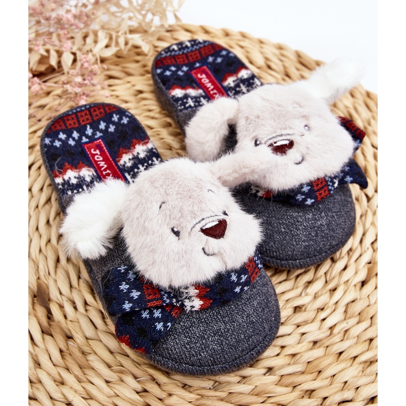 Children's thick-soled slippers with a teddy bear, Gray Dasca grey 2