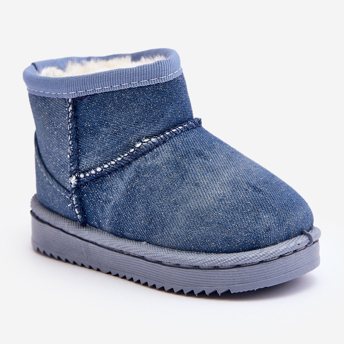 Children's snow boots with glitter, Blue Sulinne 1
