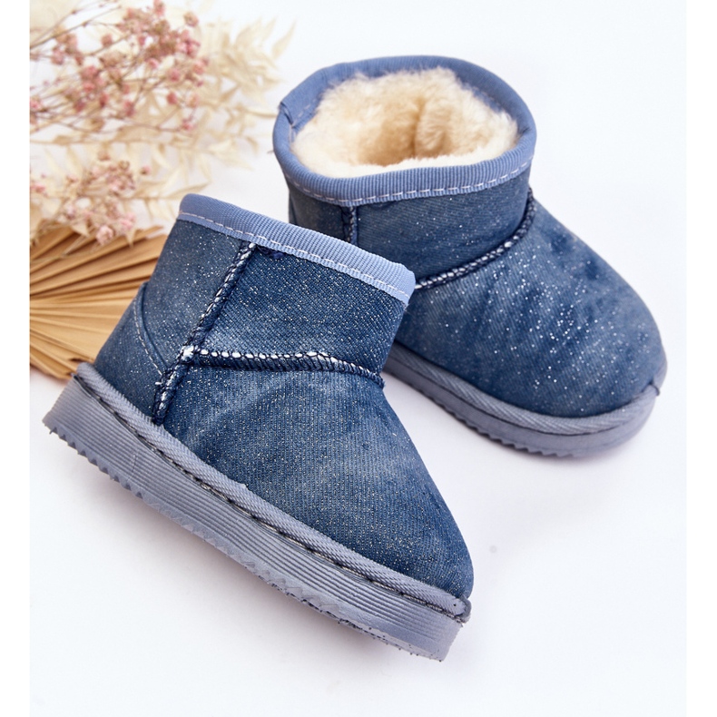Children's snow boots with glitter, Blue Sulinne 2