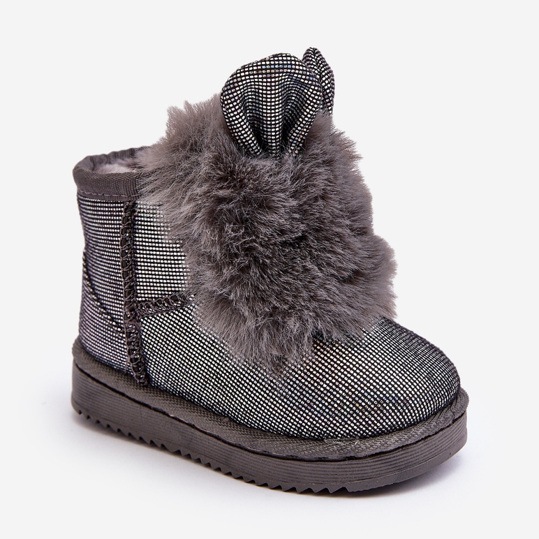 Children's Snow Boots Insulated with Fur, Gray Betty, with Ears grey 2 Children's Snow Boots Insulated with Fur, Gray Betty, with Ears grey 2