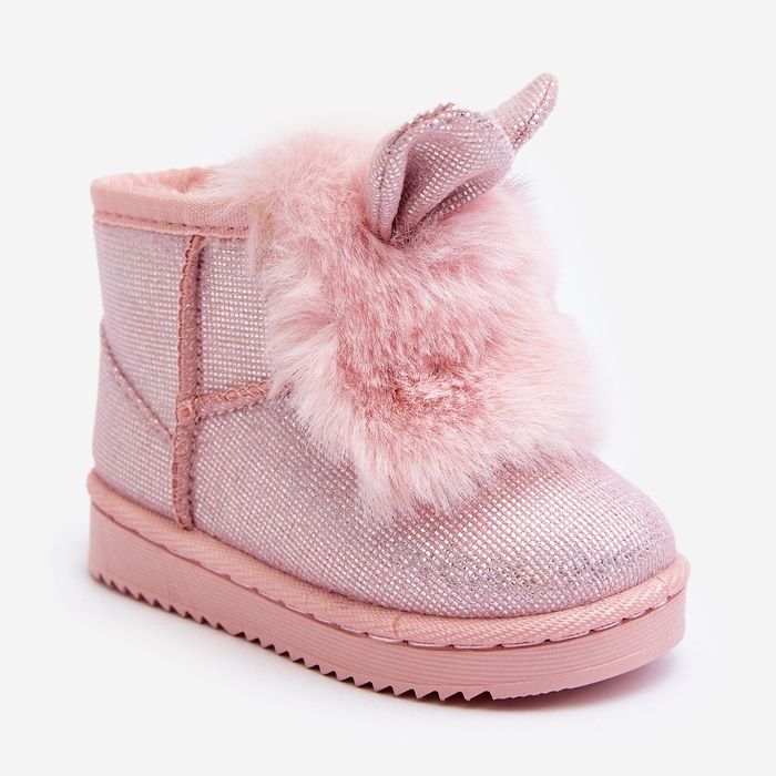 Children's Snow Boots Insulated with Fur, Light Pink Betty Ears 2