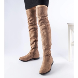 Long brown warm eco-suede Elwira boots 1 Long brown warm eco-suede Elwira boots 1