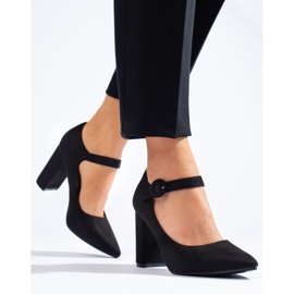 Black suede Shelovet high-heeled pumps 1