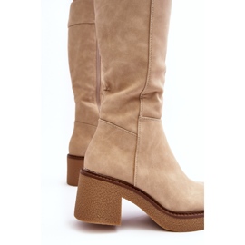 Sergio Leone Beige Women's Insulated Boots with Massive Heels by Calvisa 2