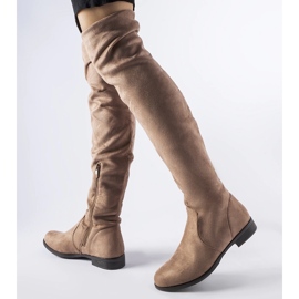 Long beige warm eco-suede Scandale boots 1 Long beige warm eco-suede Scandale boots 1