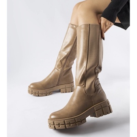 Brown insulated Ceredano flat boots beige 1 Brown insulated Ceredano flat boots beige 1