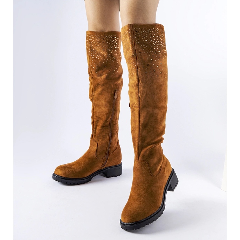 Brown long boots with rhinestones from Colleen 1