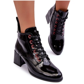 Low Patent Laced Ankle Boots S.Barski MR870-66 Black 8