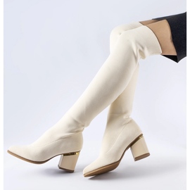 Beige high heel sock boots from Newman 1