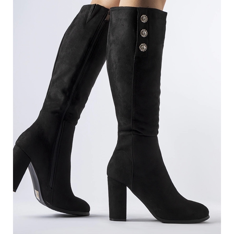 Black boots decorated with Lightning zircons 1