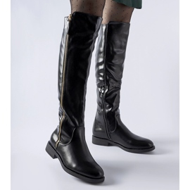 Long black boots with a decorative zipper Nadwa 1