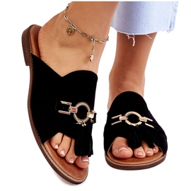 Lewski Shoes Women's Suede Slippers Leewski Shoes 3226 Black 5