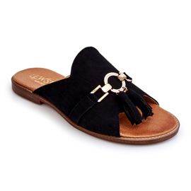 Lewski Shoes Women's Suede Slippers Leewski Shoes 3226 Black 4