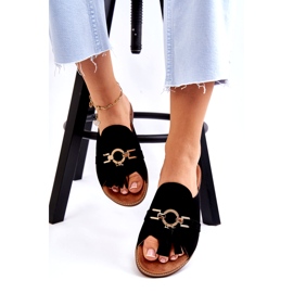 Lewski Shoes Women's Suede Slippers Leewski Shoes 3226 Black 3
