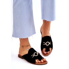 Lewski Shoes Women's Suede Slippers Leewski Shoes 3226 Black 2