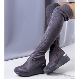 PA1 Gray suede wedge boots from Roland grey 1
