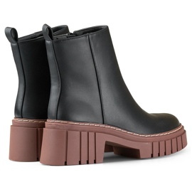 Black eco-leather ankle boots with a higher sole 1