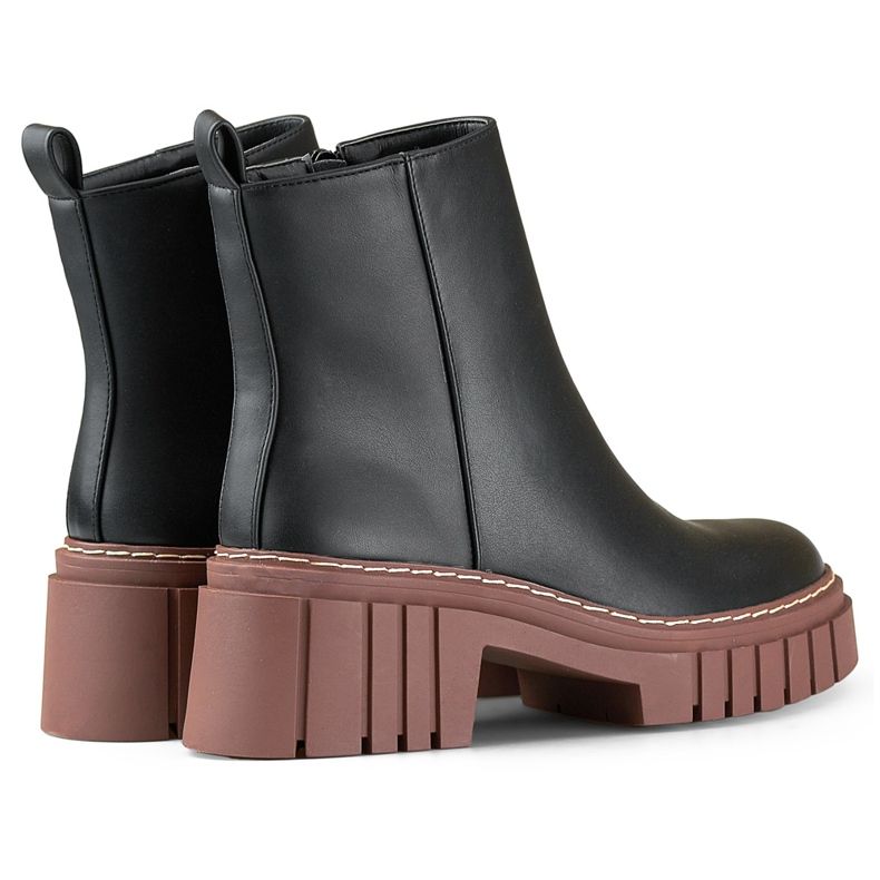 Black eco-leather ankle boots with a higher sole 1