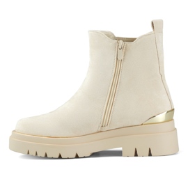 Women's suede Chelsea boots with gold decoration beige 1 Women's suede Chelsea boots with gold decoration beige 1
