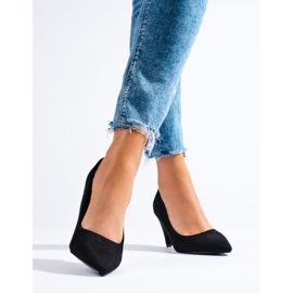 Shelovet black suede conical heel pumps 1