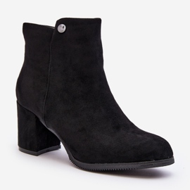 Suede Women's Ankle Boots on a High Heel Black Selela 1