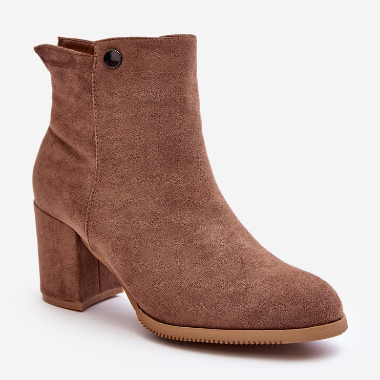 Suede Women's Ankle Boots on a High Heel Brown Selela 2