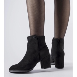 Black ankle boots with a low heel, eco-suede Risano 1