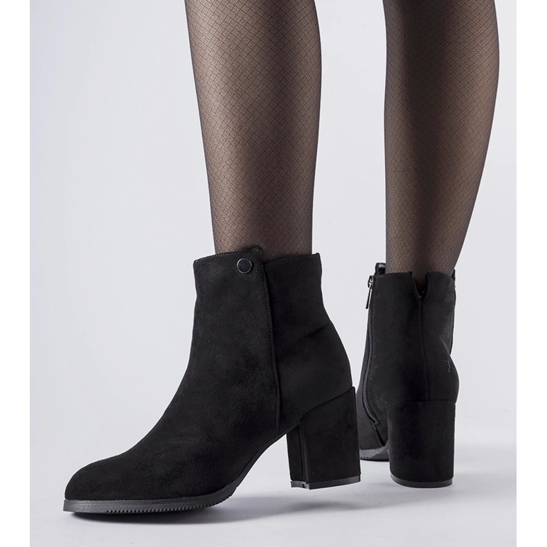 Black ankle boots with a low heel, eco-suede Risano 1