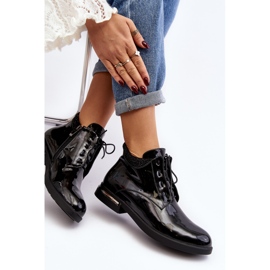 Vinceza Lu Boo Black Patent Flat Heel Ankle Boots 2