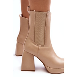 Women's boots on platform and heels beige 3 Women's boots on platform and heels beige 3