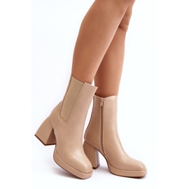 Women's boots on platform and heels beige 1