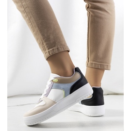Women's white and purple sneakers Lins beige 1
