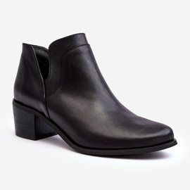 Leather Ankle Boots With Cut-Out High Heels Black Dalros 2