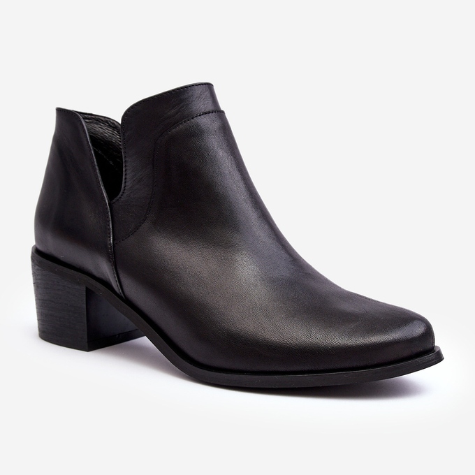 Leather Ankle Boots With Cut-Out High Heels Black Dalros 2