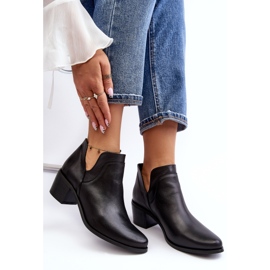 Leather Ankle Boots With Cut-Out High Heels Black Dalros 1