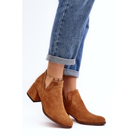 Suede Ankle Boots With Cut-Out Heels Camel Dalros brown 2