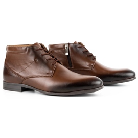 Olivier Men's leather formal shoes insulated 802MA brown 2