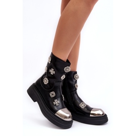 S.Barski Leather Insulated Ankle Boots With Decorations D&A MR870-14A Black 2 S.Barski Leather Insulated Ankle Boots With Decorations D&A MR870-14A Black 2