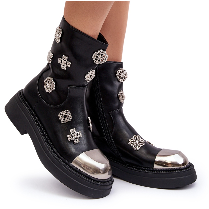 S.Barski Leather Insulated Ankle Boots With Decorations D&A MR870-14A Black 5 S.Barski Leather Insulated Ankle Boots With Decorations D&A MR870-14A Black 5