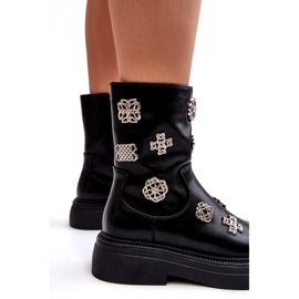 S.Barski Leather Insulated Ankle Boots With Decorations D&A MR870-14A Black 4 S.Barski Leather Insulated Ankle Boots With Decorations D&A MR870-14A Black 4