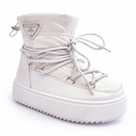 MSMG Children's Insulated Lace-Up Snow Boots White Colina 3