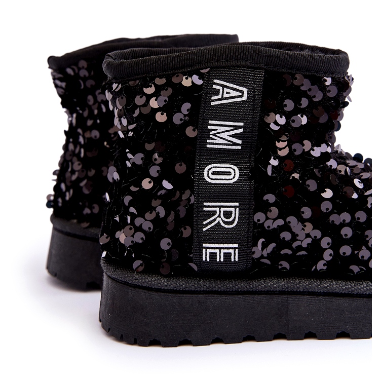 Girls' snow boots insulated with black sequins 1 Girls' snow boots insulated with black sequins 1