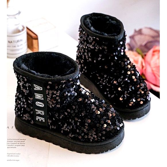 Girls' snow boots insulated with black sequins 4 Girls' snow boots insulated with black sequins 4