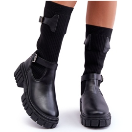 Women's black boots with a black sock 5