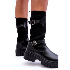 Women's black boots with a black sock 4