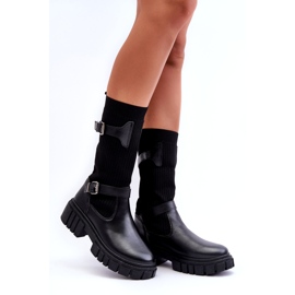 Women's black boots with a black sock 1 Women's black boots with a black sock 1